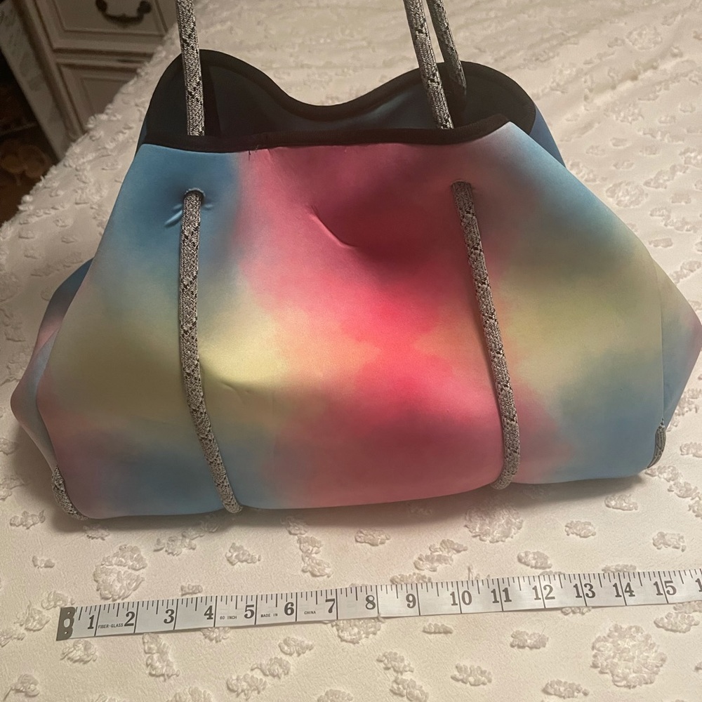 Haute Shore Neoprene Expandable cotton candy colored tote